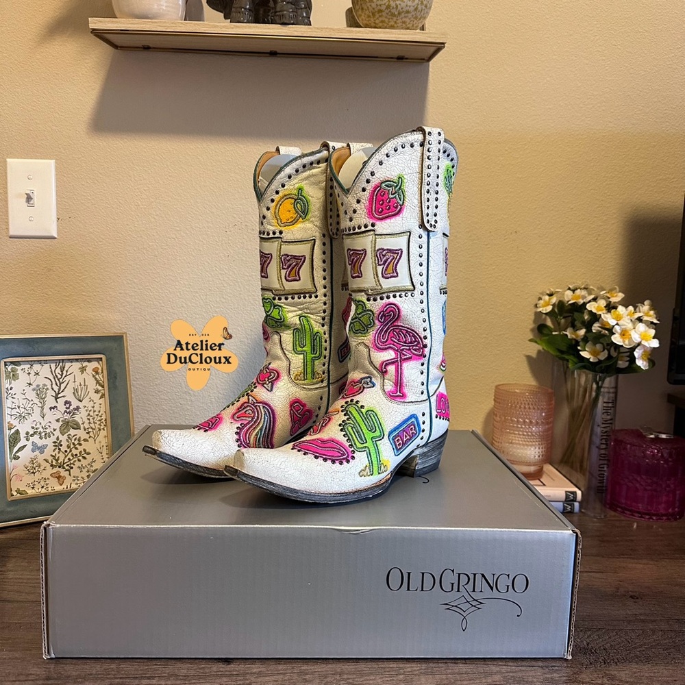 HTF Old Gringo Jackpot Tall colorful Neon Cowboy Boots